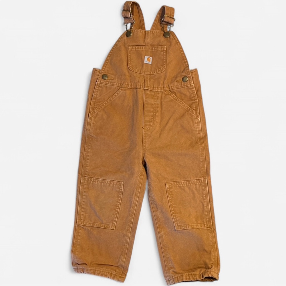 Carhartt 3T Brown Duck Overalls Flannel Lined Workwear Toddler farmhouse